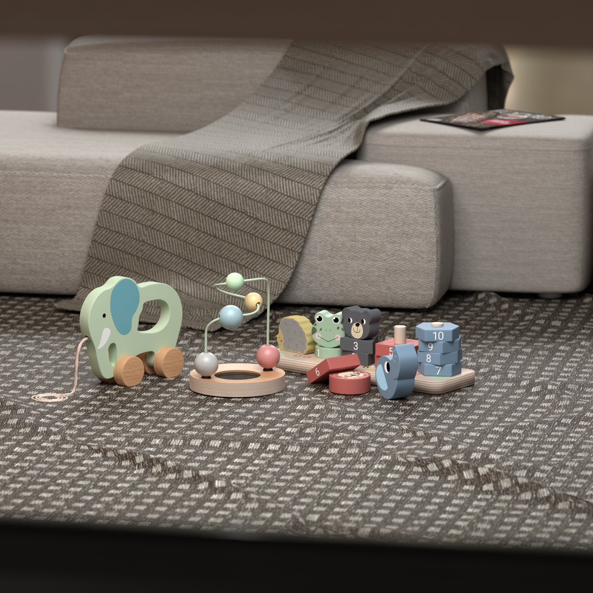 Wood'n Buddy Leerzaam Houten Speelgoed Trio - Montessori Speelgoed