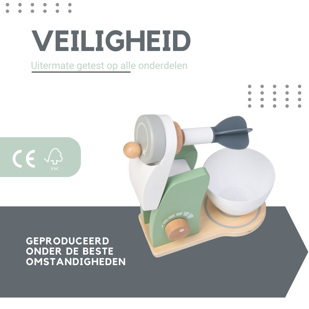 Wood'n Buddy Houten Speelgoed Keukenmachine Set - Montessori Speelgoed Stimulerend voor de Motoriek
